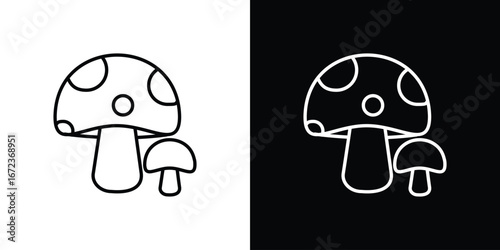 Mushrooms icon in editable stroke. EPS 10 vector illustration.