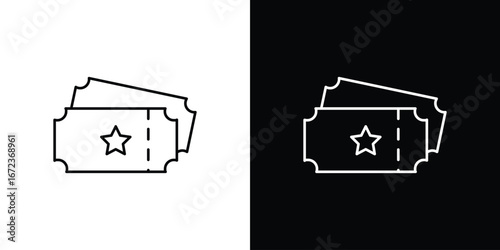 Movie ticket icon in editable stroke. EPS 10 vector illustration.