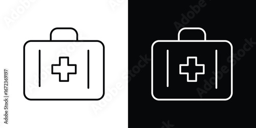 Medical aid kit icon in editable stroke. EPS 10 vector illustration.