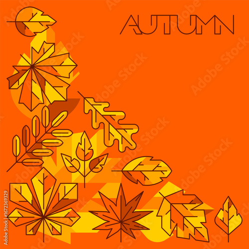 Background with autumn leaves. Illustration with various foliage.