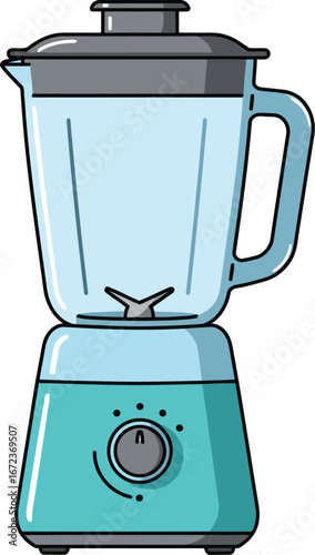 Retro teal blender kitchen appliance for smoothies and healthy cooking vector