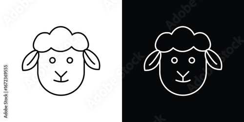Lamb icon in editable stroke. EPS 10 vector illustration.