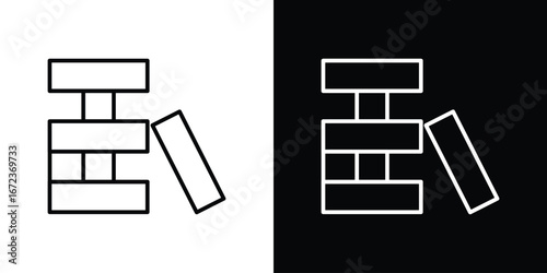 Jenga icon in editable stroke. EPS 10 vector illustration.