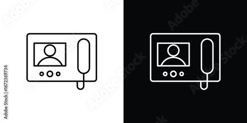 Intercom icon in editable stroke. EPS 10 vector illustration.