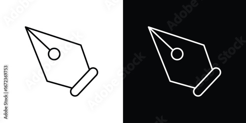 Ink pen icon in editable stroke. EPS 10 vector illustration.