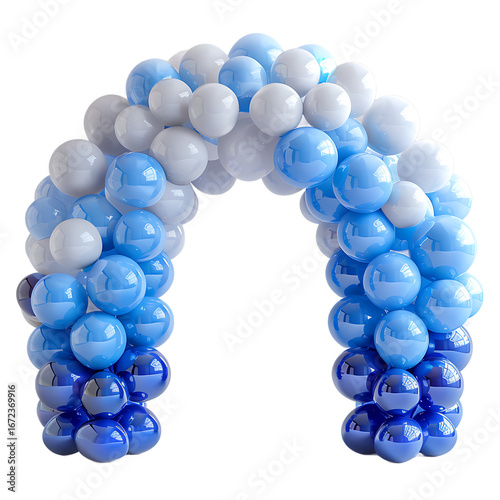 Elegant Balloon Arch Blue & Silver Gradient for Events