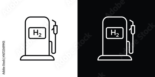 hydrogen fuel pump icon in editable stroke. EPS 10 vector illustration.