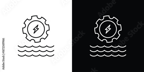 Hydro power icon in editable stroke. EPS 10 vector illustration.