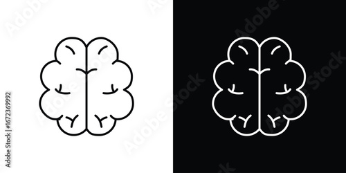 Human brain icon in editable stroke. EPS 10 vector illustration.