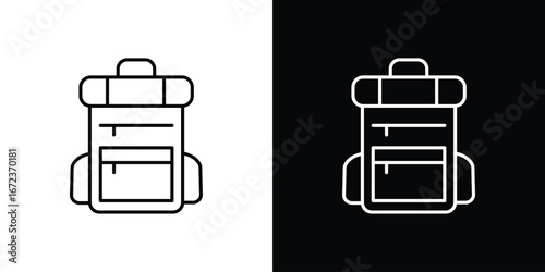 Hiking backpack icon in editable stroke. EPS 10 vector illustration.