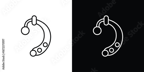 Hearing aid icon in editable stroke. EPS 10 vector illustration.