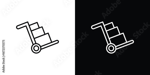Hand truck icon in editable stroke. EPS 10 vector illustration.