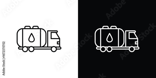 Fuel truck icon in editable stroke. EPS 10 vector illustration.