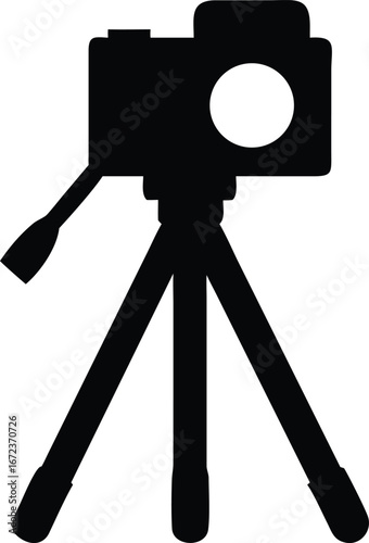 Sleek Camera Silhouette A Professional Photography Tool Standing Firmly on a Tripod Ready to Capture Stunning Images and High Quality Video