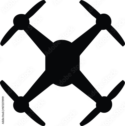 Sleek and Modern Drone Silhouette Graphic Design Capturing Innovation and Technology in a Simple Yet Powerful Icon