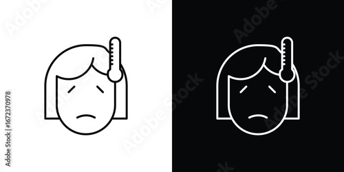 Fever icon in editable stroke. EPS 10 vector illustration.