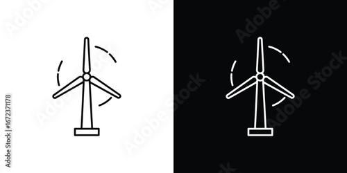 Eolic energy icon in editable stroke. EPS 10 vector illustration.