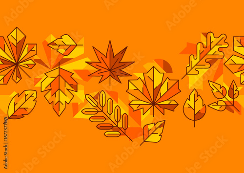Pattern with autumn leaves. Background with various foliage.