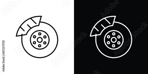 Disk brake icon in editable stroke. EPS 10 vector illustration.