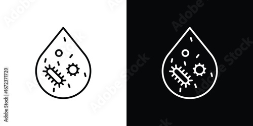 Dirty water drop icon in editable stroke. EPS 10 vector illustration.