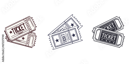 ticket vector set vector, Ticket Icons, Minimalist Silhouette Set. Cinema, Concert & Travel Tickets, Line Art Icons, ticket silhouette set vector illustration, Set Ticket vector icon template