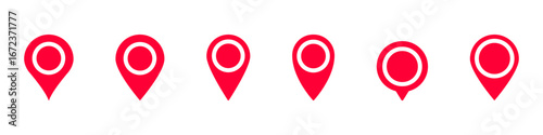 Collection of map location pins in different styles, commonly used for marking places on maps.