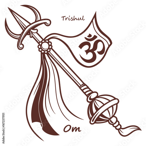 Trishul  damru tattoo design.