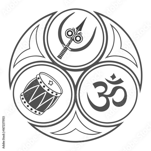 Trishul  damru tattoo design.