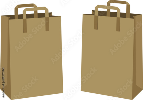 Kraft paper bag for shopping, retail, and groceries, sustainable and eco-friendly packaging solution, blank mockup, isolated on white background

.