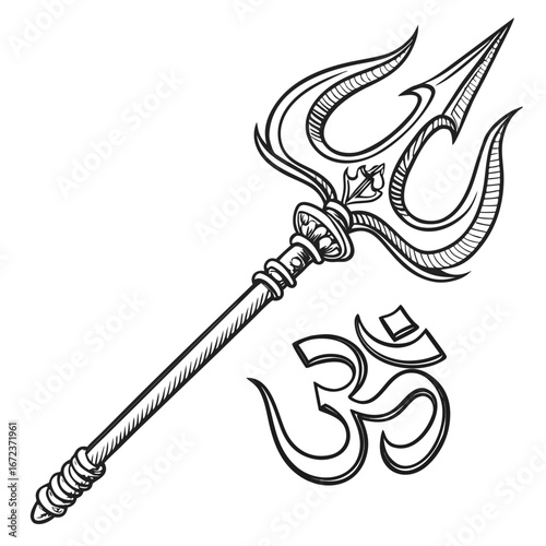 Trishul  damru tattoo design.