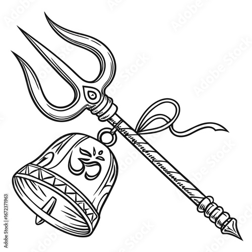 Trishul  damru tattoo design.