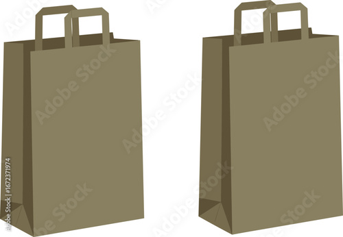 Kraft paper bag for shopping, retail, and groceries, sustainable and eco-friendly packaging solution, blank mockup, isolated on white background

.