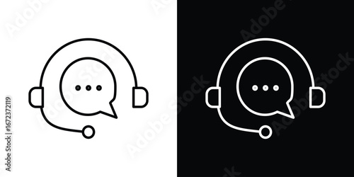 Customer support icon in editable stroke. EPS 10 vector illustration.
