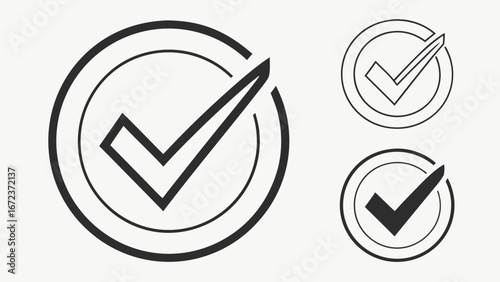 Simple dark blue check mark inside a circle icon