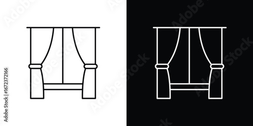Curtains icon in editable stroke. EPS 10 vector illustration.
