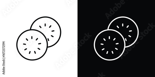 Cucumber slice icon in editable stroke. EPS 10 vector illustration.