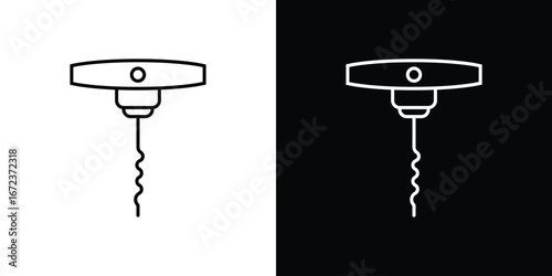 Corkscrew icon in editable stroke. EPS 10 vector illustration.