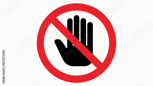 Do not touch hand symbol red circle prohibition sign