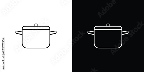 Cooking pot icon in editable stroke. EPS 10 vector illustration.