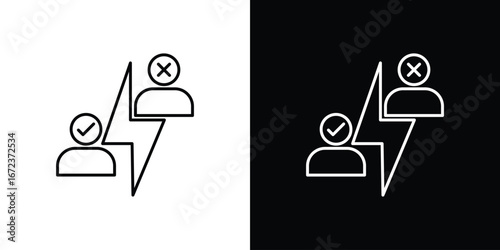 Conflict icon in editable stroke. EPS 10 vector illustration.