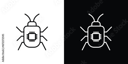 Computer bug icon in editable stroke. EPS 10 vector illustration.