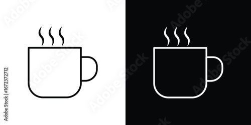 Coffee mug icon in editable stroke. EPS 10 vector illustration.