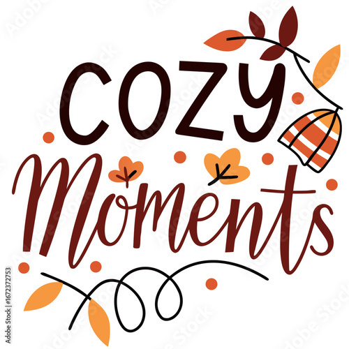 Cozy moments typography design with warm and inviting font styles
