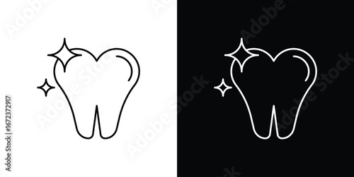 clean tooth icon in editable stroke. EPS 10 vector illustration.