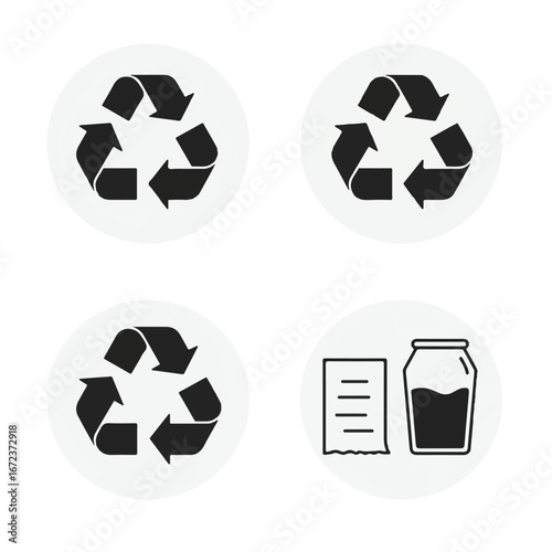 Representing Recycling Efforts & Waste Management Symbols on a White Background