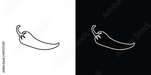 Chili icon in editable stroke. EPS 10 vector illustration.