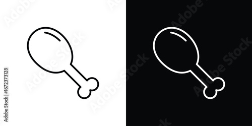 Chicken leg icon in editable stroke. EPS 10 vector illustration.