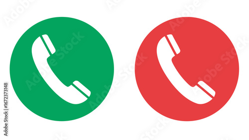 Green and red phone icons for call and end call functions