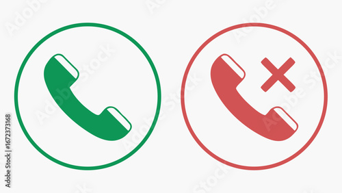 Green and red phone icons representing call accepted and rejected