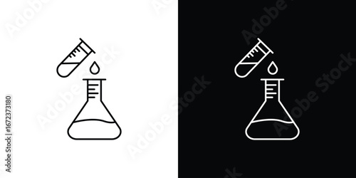 Chemical test icon in editable stroke. EPS 10 vector illustration.